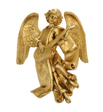 Angel with mandolin (470) gold leaf 17 cm.