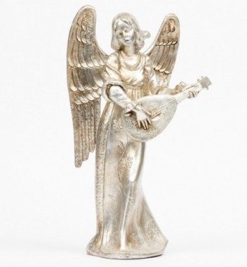 Angel with mandolin (967) silver leaf 30 cm.