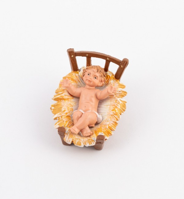 Child and crib for creche traditional colours 10 cm.