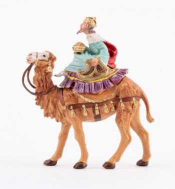 King on camel (8) for creche traditional colours 10 cm.