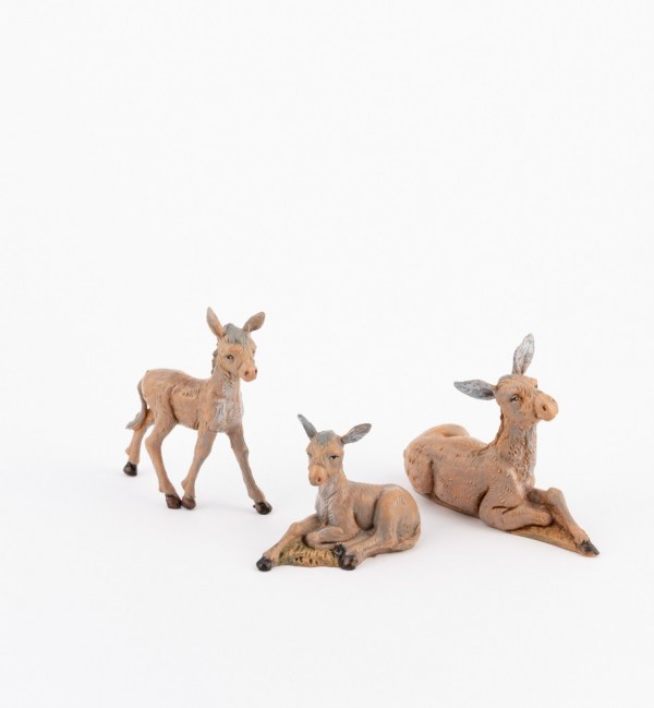 Donkey family for creche 12 cm.