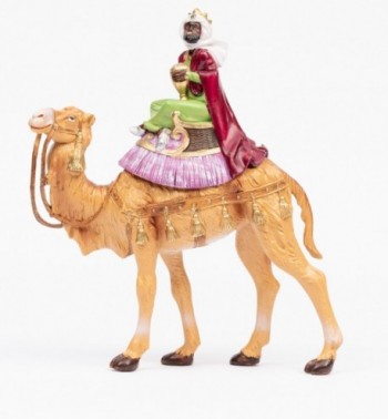 King on camel (1) for creche traditional colours 19 cm.