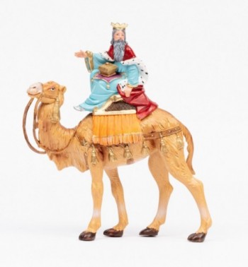 King on camel (2) for creche traditional colours 19 cm.