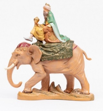 King on elephant for creche 19 cm.