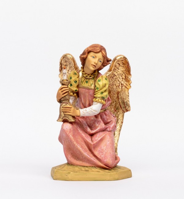 Pink kneeling angel in resin for creche 52 cm.