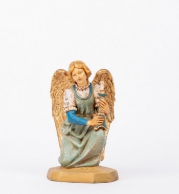 Blue kneeling angel in resin for creche 52 cm.