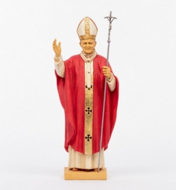 Pope John Paul II red vest in resin 56 cm.