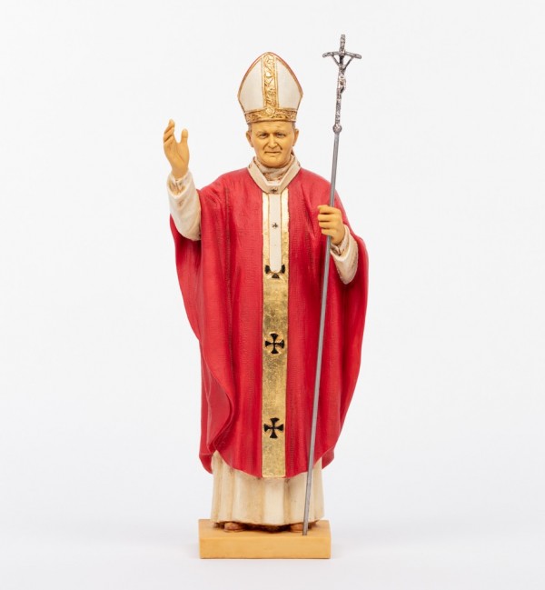 Pope John Paul II red vest in resin 56 cm.