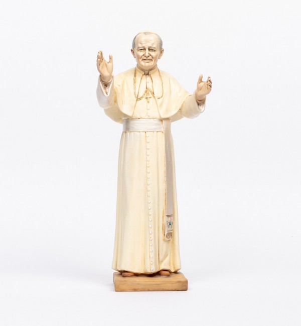 Pope John Paul II with skull-cap in resin 46 cm.