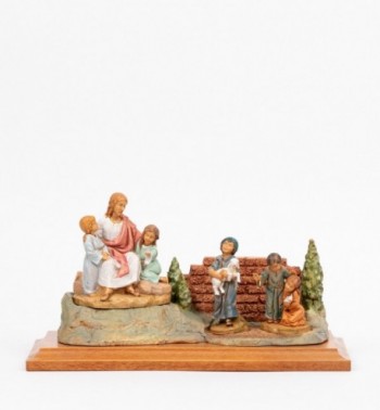 Scene Jesus with children with figurines 12 cm.