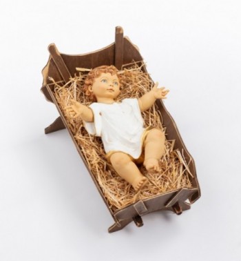 Resin Child and wood crib for creche 125 cm.