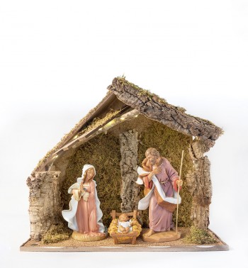 Stable n.701/L with 3 pieces for creche 30 cm. with led