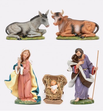Nativity 5 pieces for creche traditional colours 30 cm.
