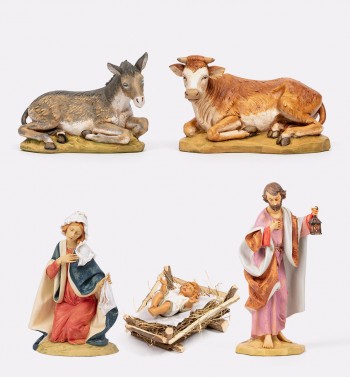 Nativity 5 pieces in resin for creche 52 cm.