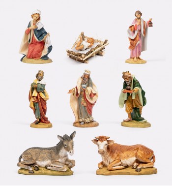 Nativity 8 pieces in resin for creche 52 cm.