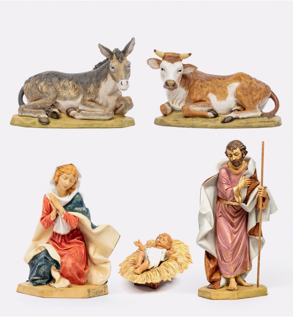 Nativity 5 pieces in resin for creche 65 cm.