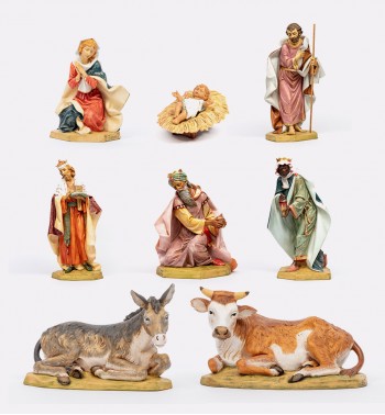 Nativity 8 pieces in resin for creche 65 cm.