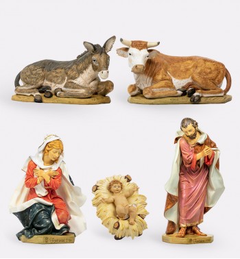 Nativity 5 pieces in resin for creche 125 cm.