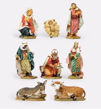 Nativity 8 pieces in resin for creche 125 cm.