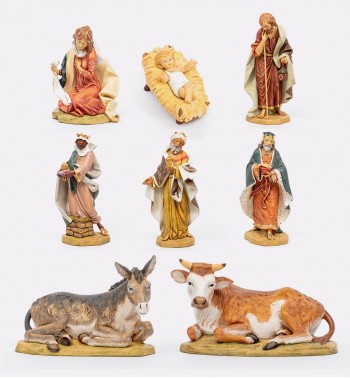Nativity 8 pieces in resin for creche 85 cm.