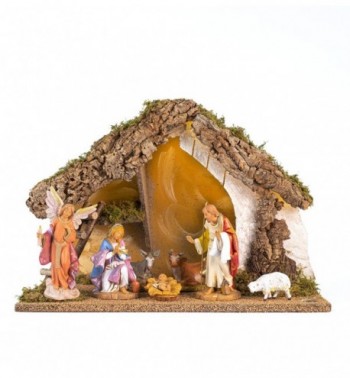 Stable n.659B/L with 7 pieces with led for creche 15 cm.