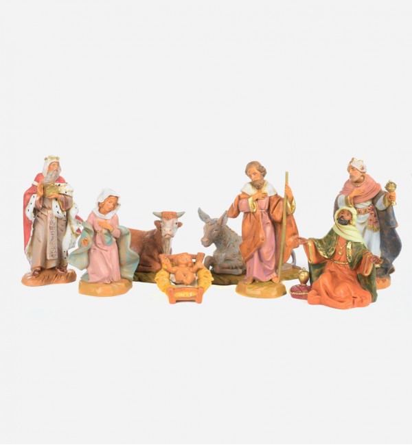 Figurine Fontanini Femme Avec Panier 12 Cm - Résine Peinte à La Main - Pour Crèche De Noël