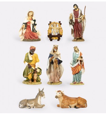 Nativity 8 pieces in resin for creche 180 cm.