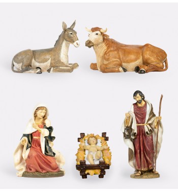 Nativity 5 pieces in resin for creche 180 cm.