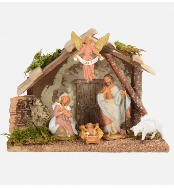Stable n.39/L with 5 pieces for creche 9,5 cm.