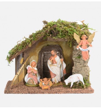 Stable n.58/L with 5 pieces for creche 9,5 cm.