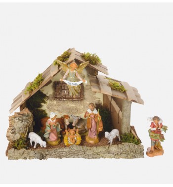 Stable n.254/L with 9 pieces for creche 12 cm.