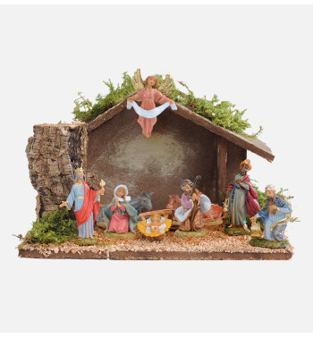Stable n.381/L with 9 pieces for creche 4 cm.