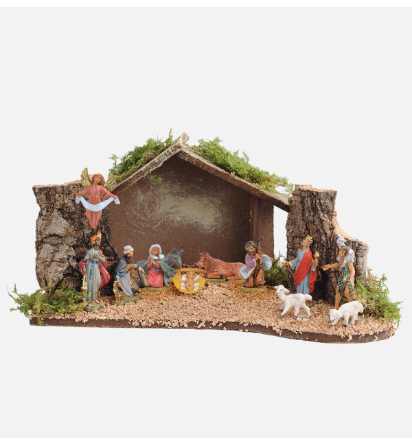 Stable n.382/L with 12 pieces for creche 4 cm.
