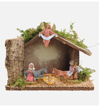 Stable n.384/L with 6 pieces for creche 4 cm.