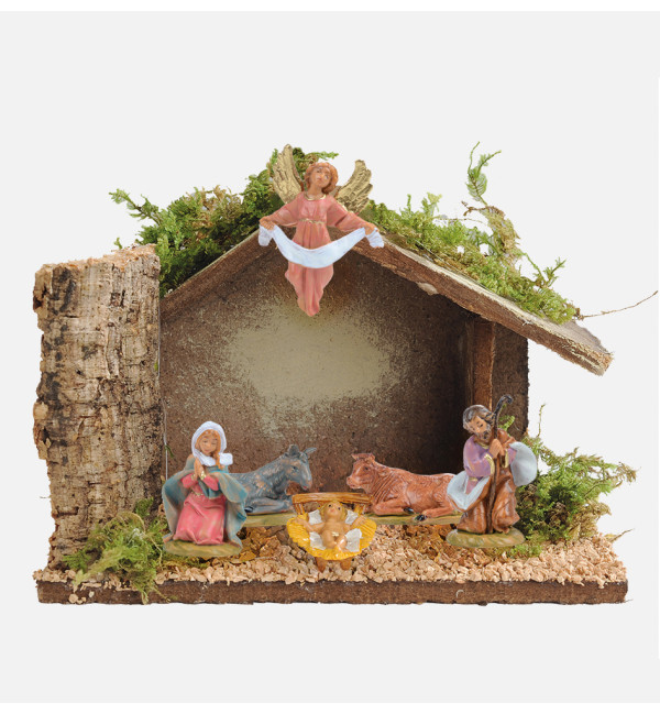 Stable n.384/L with 6 pieces for creche 4 cm.